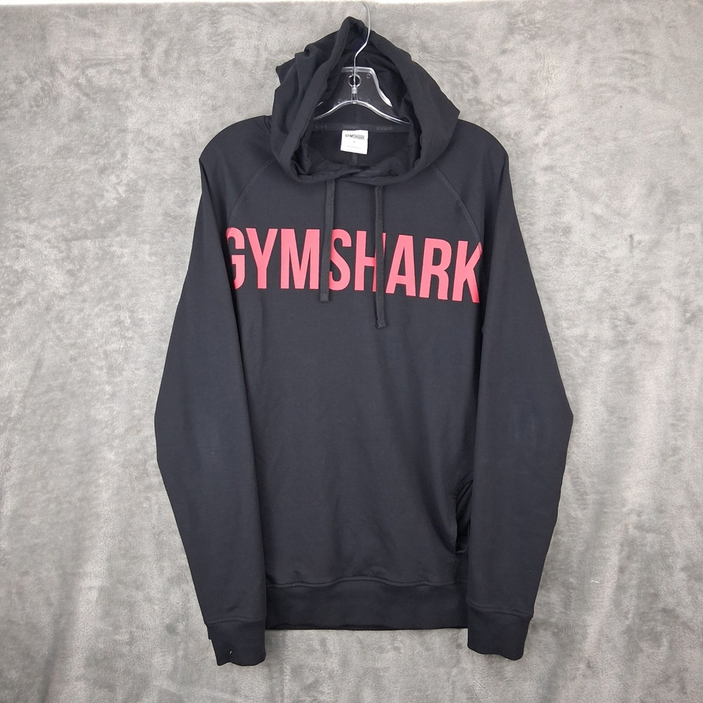 Gymshark Prime Hoodie Mens Large Black Red Logo Pullover A2B30-RBWN-L-BW1